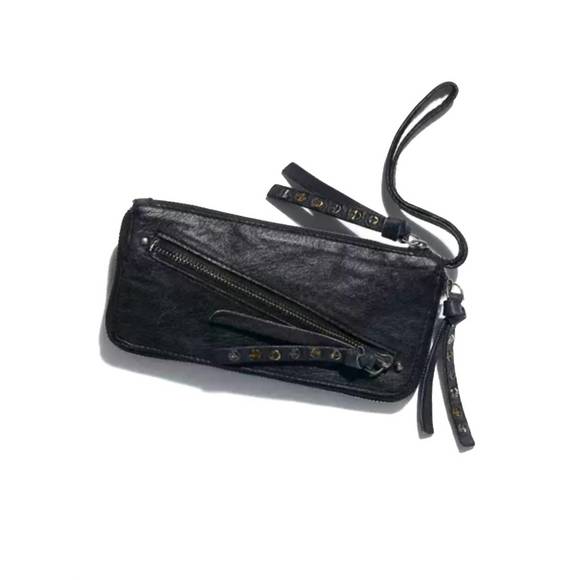 NEW FREE PEOPLE women's distressed wallet in black - Picture 1 of 2